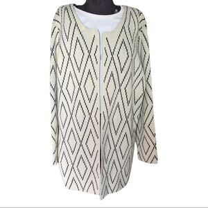 Anthropologie Oliver Cream & Black Diamond Open Knit Cardigan-XL